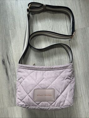 Marc Jacobs Quilted Crossbody in Light Lavender with Striped Strap